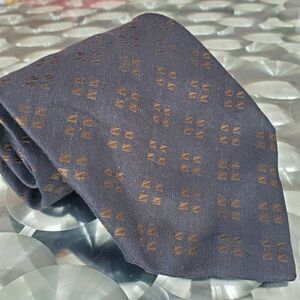 Giorgio Armani Cravatte Mens Silk Tie Dark Blue Gold Squares old money Italy